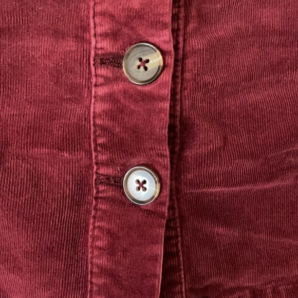 Dark red corduroy A line button down mini skirt - Picture 4 of 7